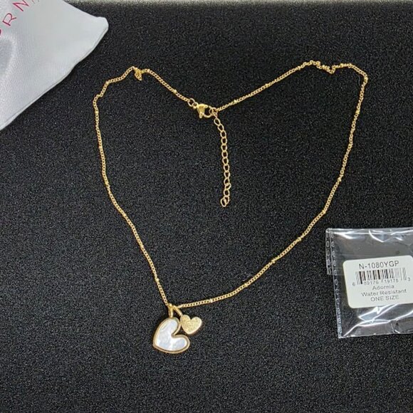 Mother-of-Pearl Heart Charm Water Resistant Necklace - Picture 3 of 4